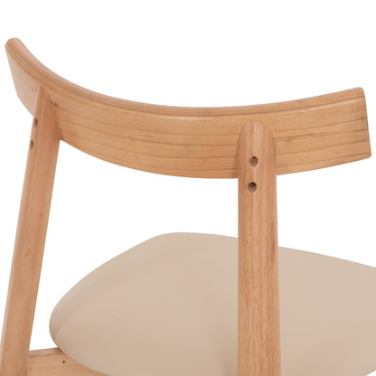 DINING CHAIR OSORIO HM18335.11 RUBBERWOOD IN NATURAL-ECRU PU 51x55x74Hcm.