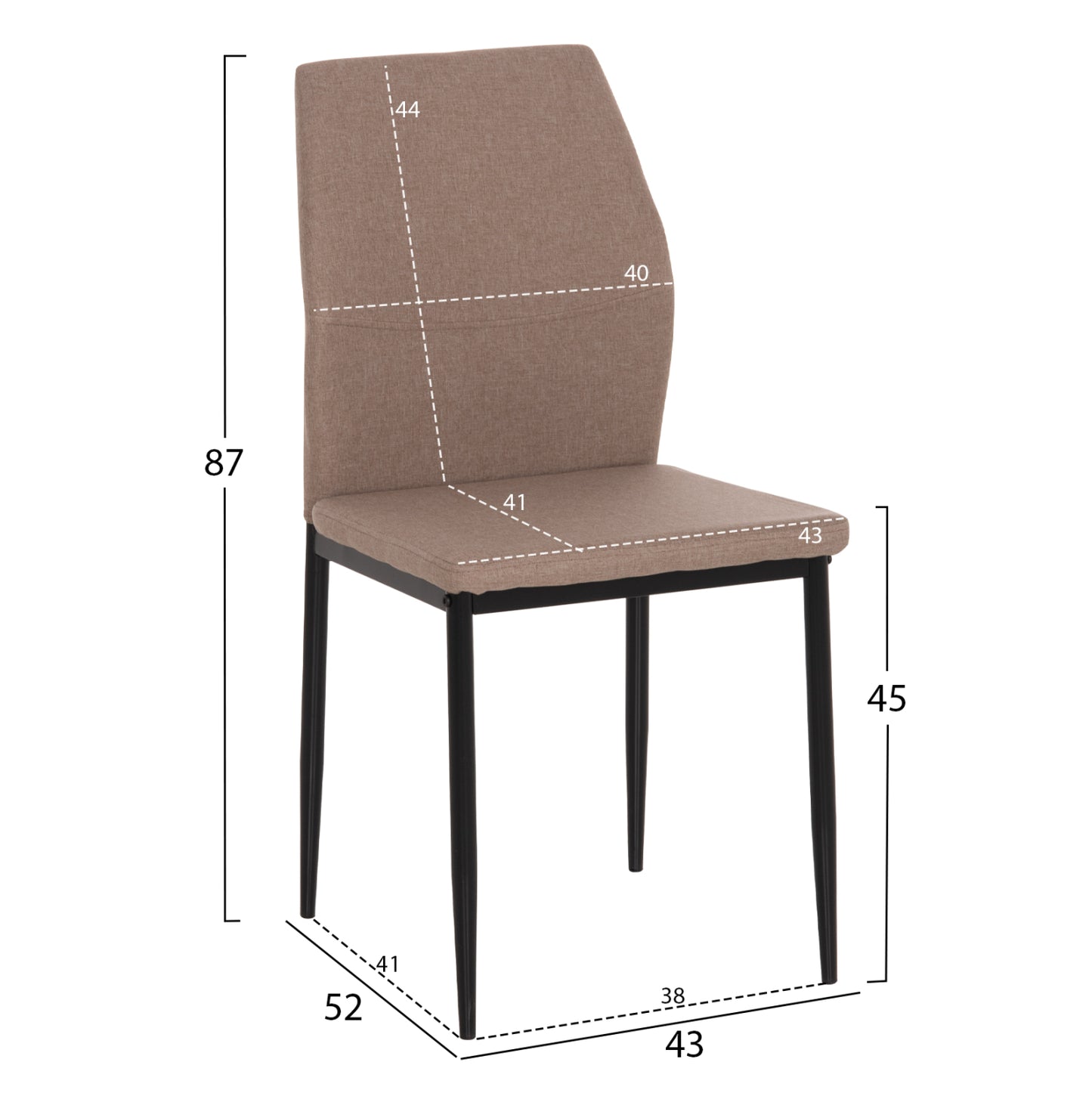 DINING CHAIR DIAZ HM18346.04 BEIGE FABRIC-METAL LEGS IN BLACK 43x52x87Hcm.