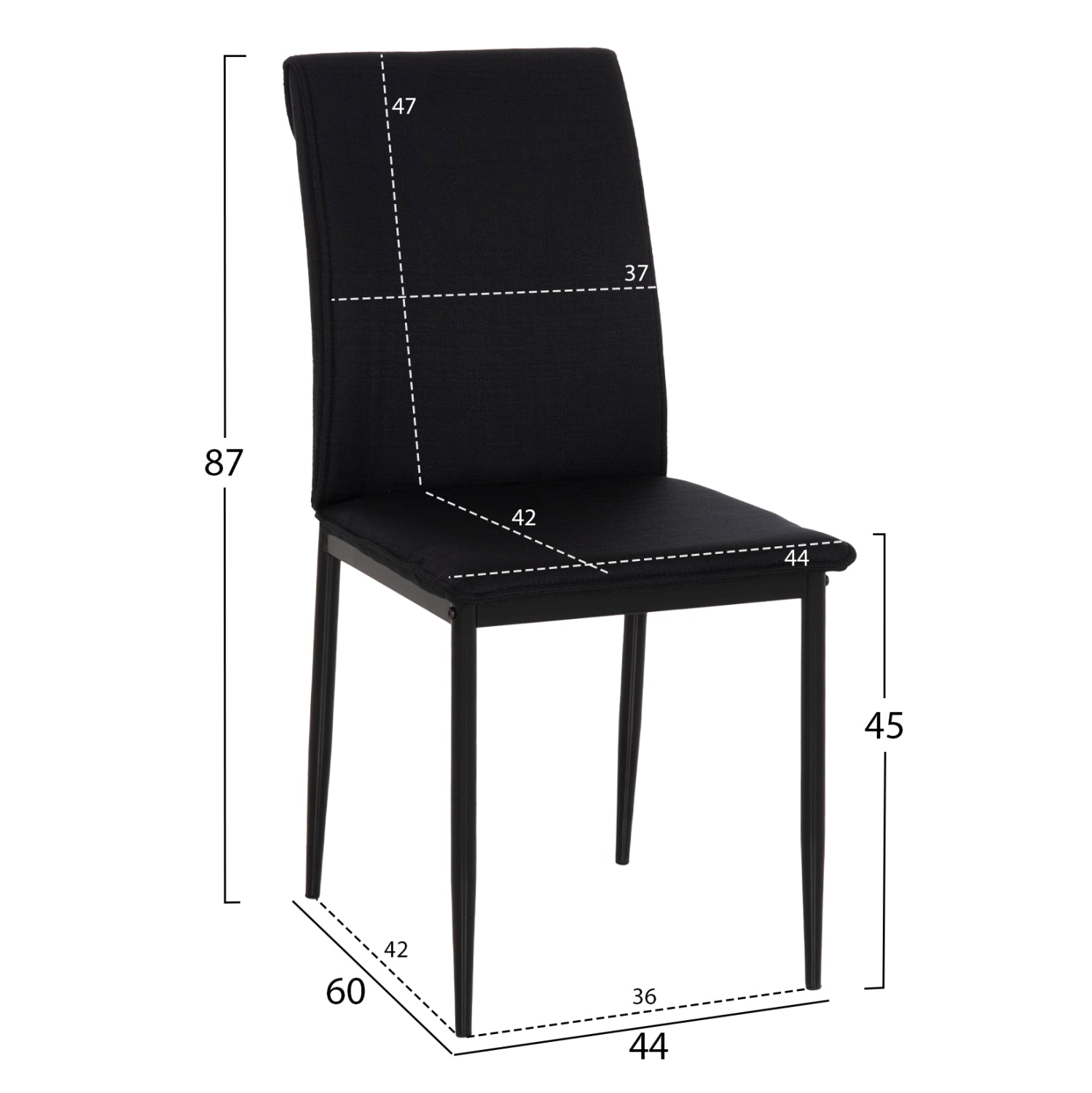 DINING CHAIR PERKY HM18347.02 BLACK FABRIC & METAL LEGS 44x60x87Hcm.