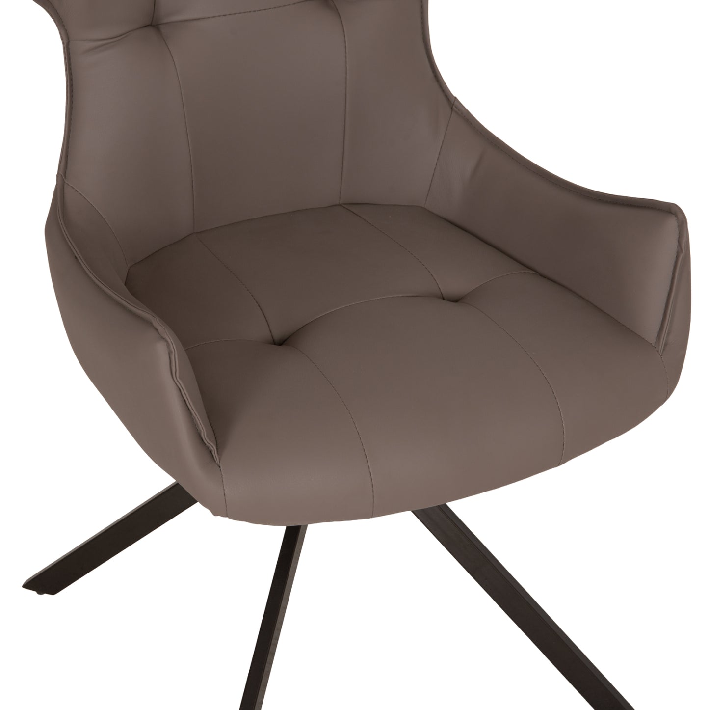 DINING CHAIR KIRA HM18412.01 PU LEATHER IN GREY--BLACK METAL LEGS 56x60x85Hcm