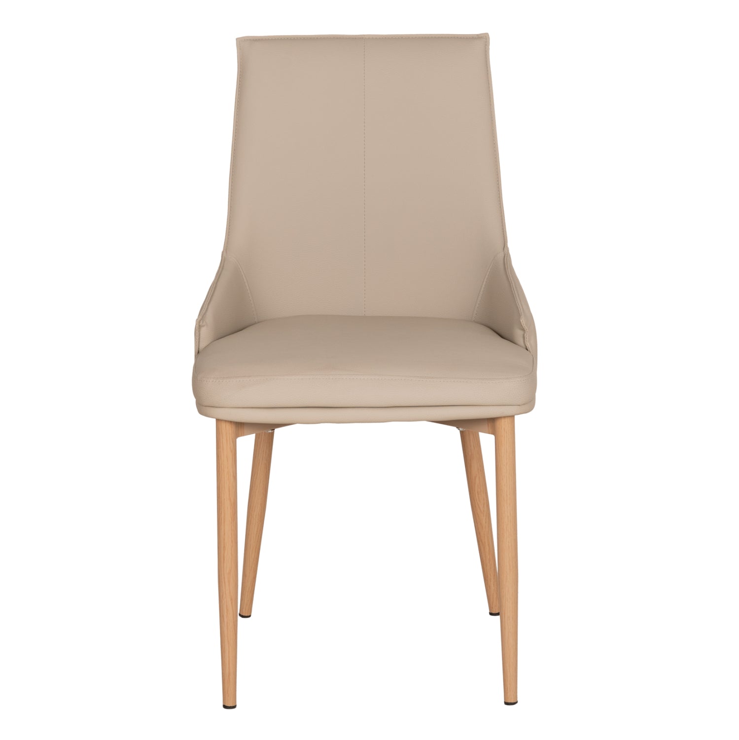 DINING CHAIR NORDIK HM18415.02 PU IN CREAM COLOR-METAL LEGS IN WOOD GRAIN COLOR 47x50x86Hcm.