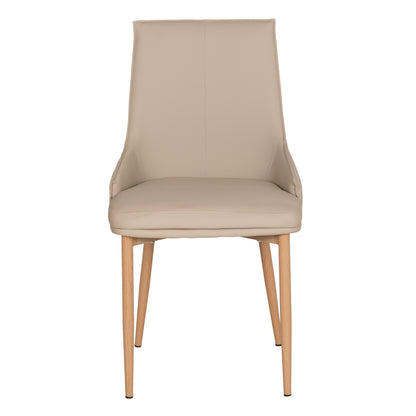 DINING CHAIR NORDIK HM18415.02 PU IN CREAM COLOR-METAL LEGS IN WOOD GRAIN COLOR 47x50x86Hcm.