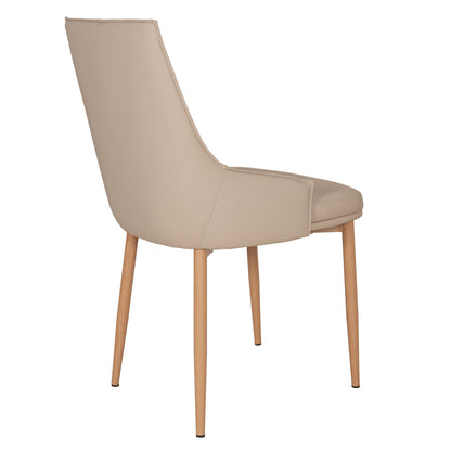 DINING CHAIR NORDIK HM18415.02 PU IN CREAM COLOR-METAL LEGS IN WOOD GRAIN COLOR 47x50x86Hcm.