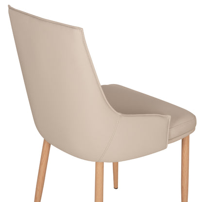 DINING CHAIR NORDIK HM18415.02 PU IN CREAM COLOR-METAL LEGS IN WOOD GRAIN COLOR 47x50x86Hcm.