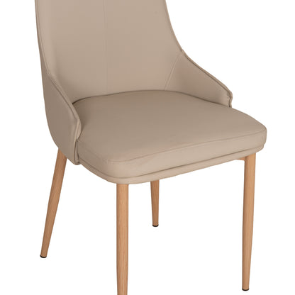 DINING CHAIR NORDIK HM18415.02 PU IN CREAM COLOR-METAL LEGS IN WOOD GRAIN COLOR 47x50x86Hcm.
