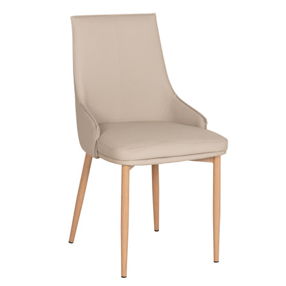 DINING CHAIR NORDIK HM18415.02 PU IN CREAM COLOR-METAL LEGS IN WOOD GRAIN COLOR 47x50x86Hcm.