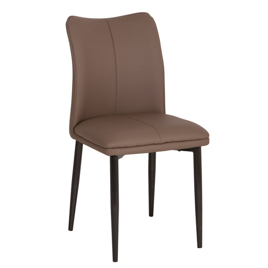 DINING CHAIR NAMIS HM18419.02 PU LEATHER IN BROWN--METAL LEGS IN BLACK 45x55x85Hcm.