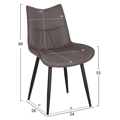 DINING CHAIR EISEN HM18422.01 GREY PU (FANGO)--METAL LEGS IN BLACK 54x58x89Hcm.