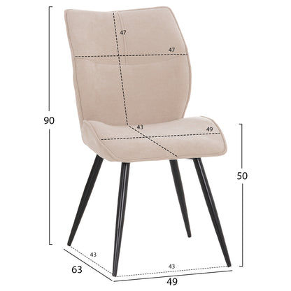 DINING CHAIR GAFF HM18425.02 BEIGE FABRIC-METAL BLACK LEGS 49x63x90Hcm.