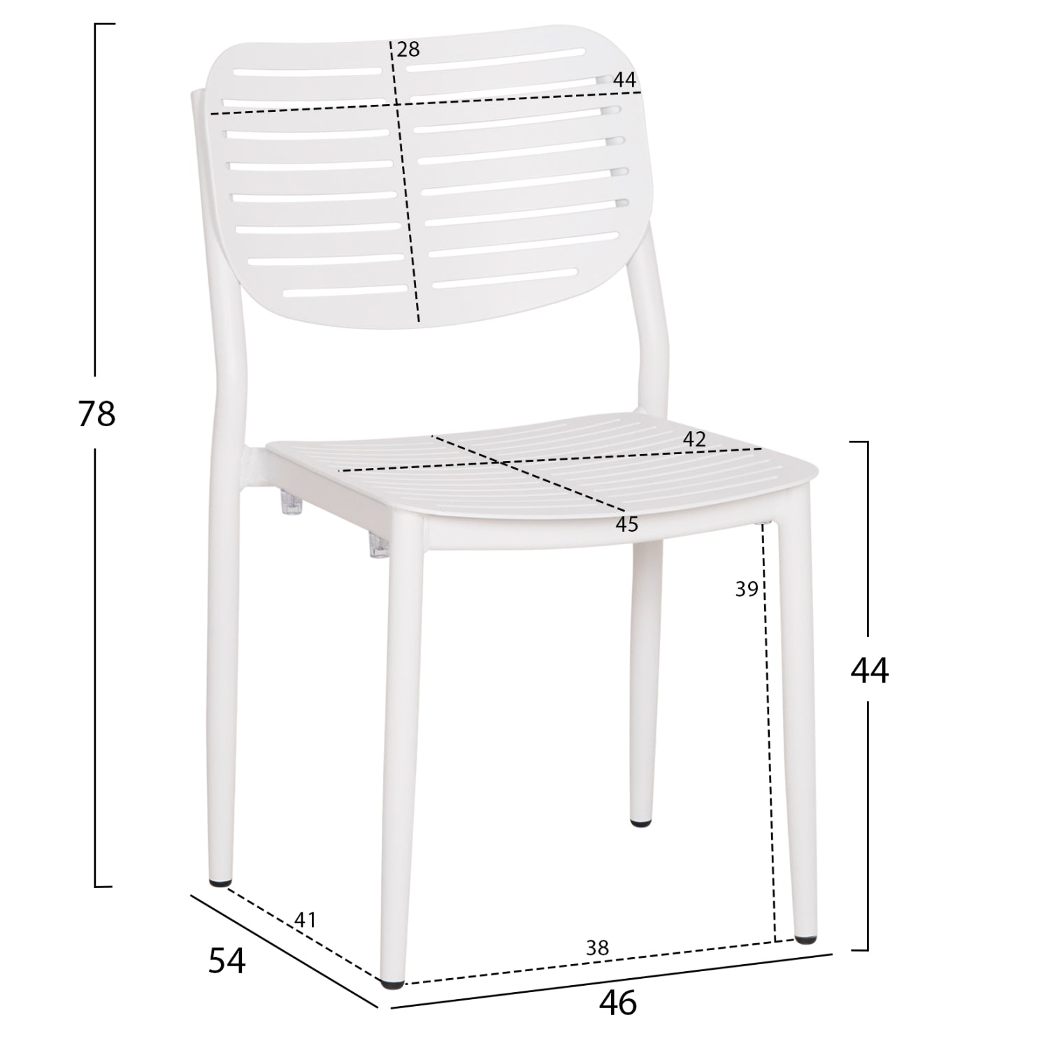 DINING CHAIR HILLIARD HM6645.02 ALUMINUM IN WHITE COLOR 46x54x78Hcm