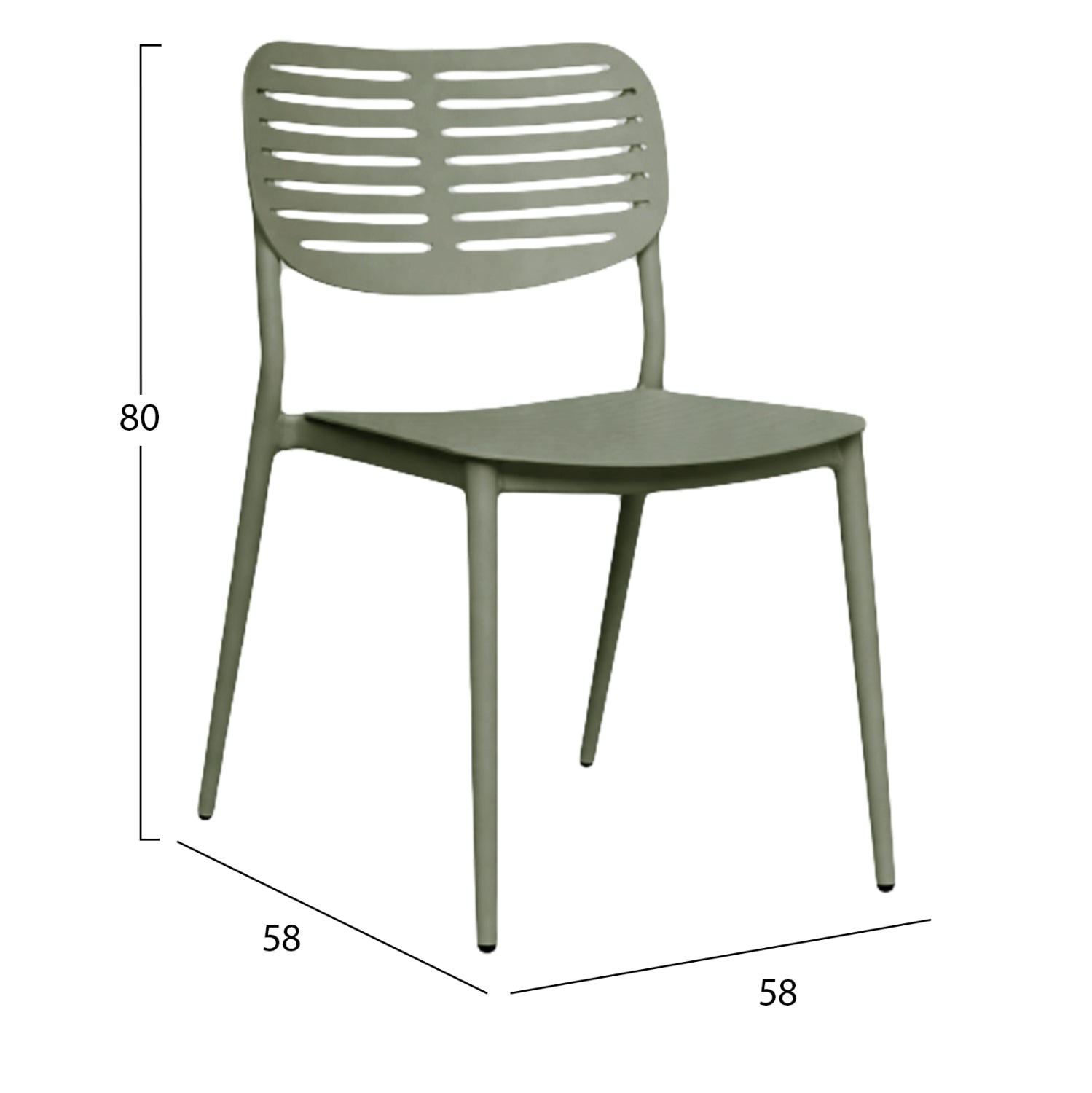 DINING CHAIR HILLIARD HM6645.07 ALUMINUM IN OLIVE GREEN COLOR 44.5x58x80Hcm