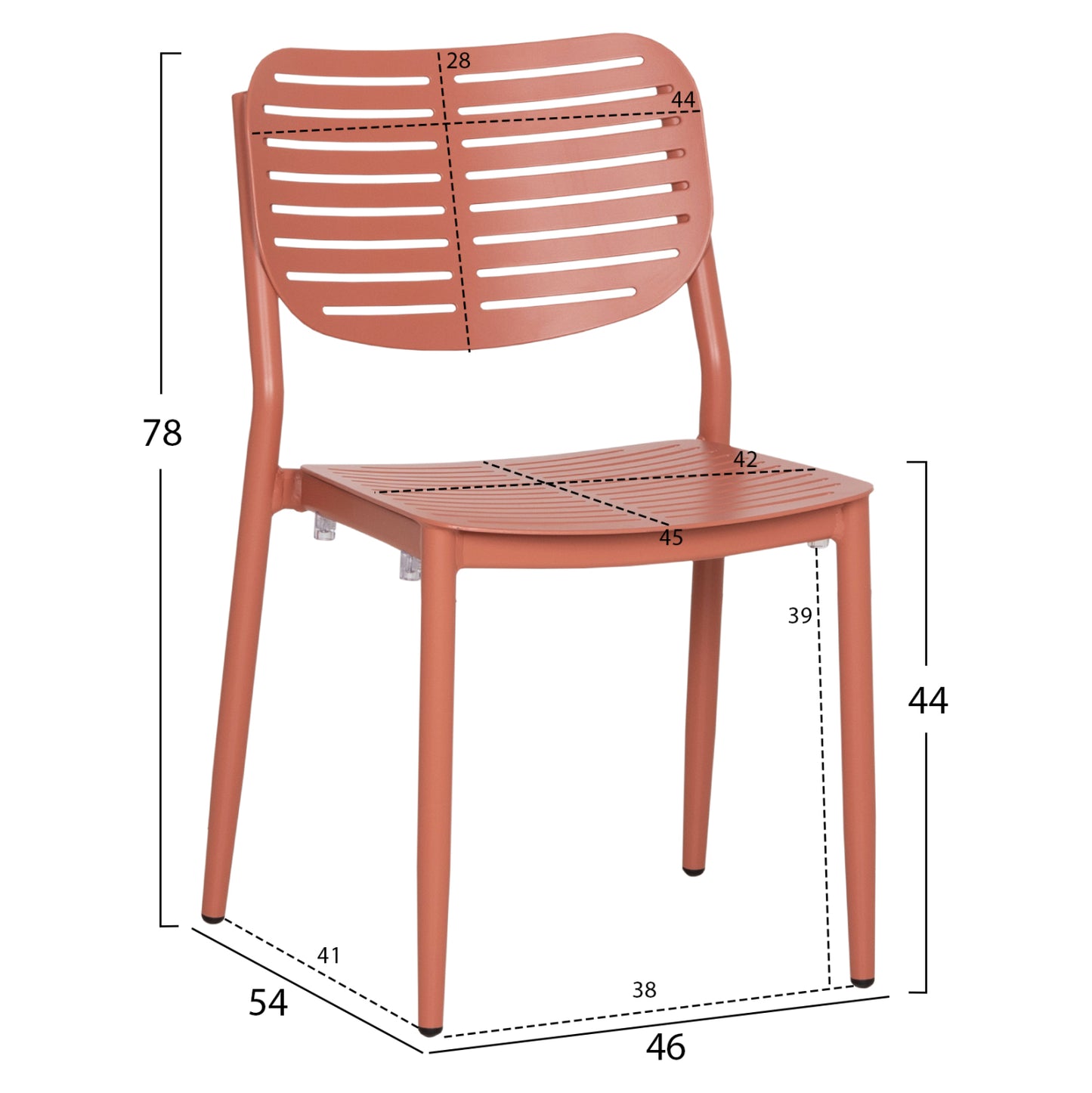 DINING CHAIR HILLIARD HM6645.08 ALUMINUM IN TERRACOTTA COLOR 46x54x78Hcm
