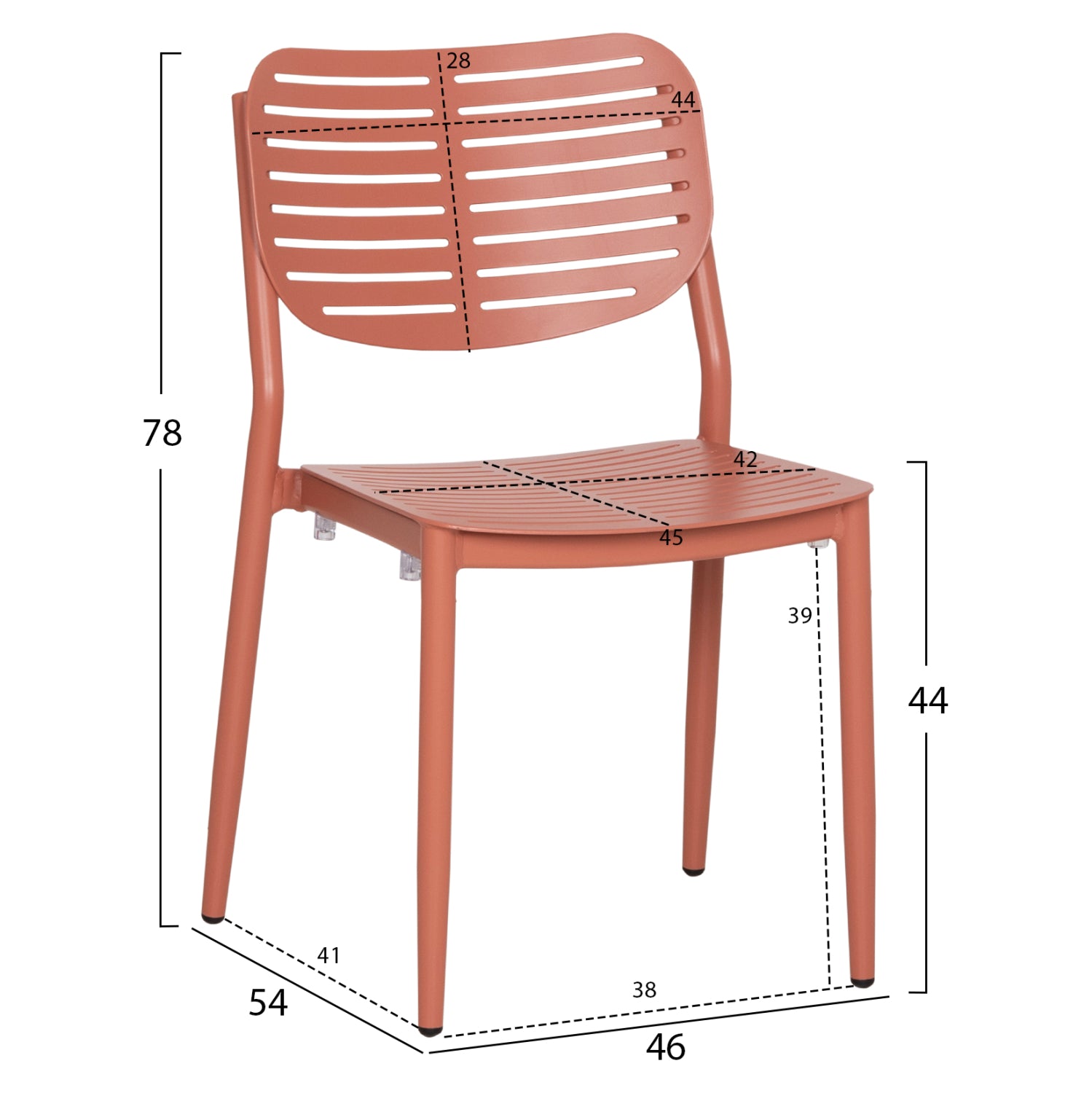DINING CHAIR HILLIARD HM6645.08 ALUMINUM IN TERRACOTTA COLOR 46x54x78Hcm