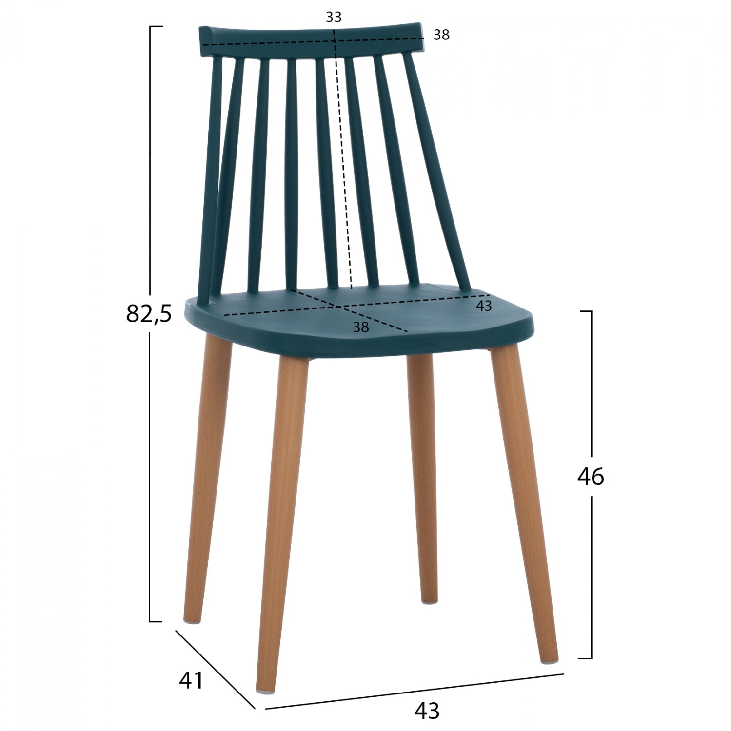 Dining Chair HM8052.05 Vanessa Blue with metallic legs 43x41x82,5 cm.