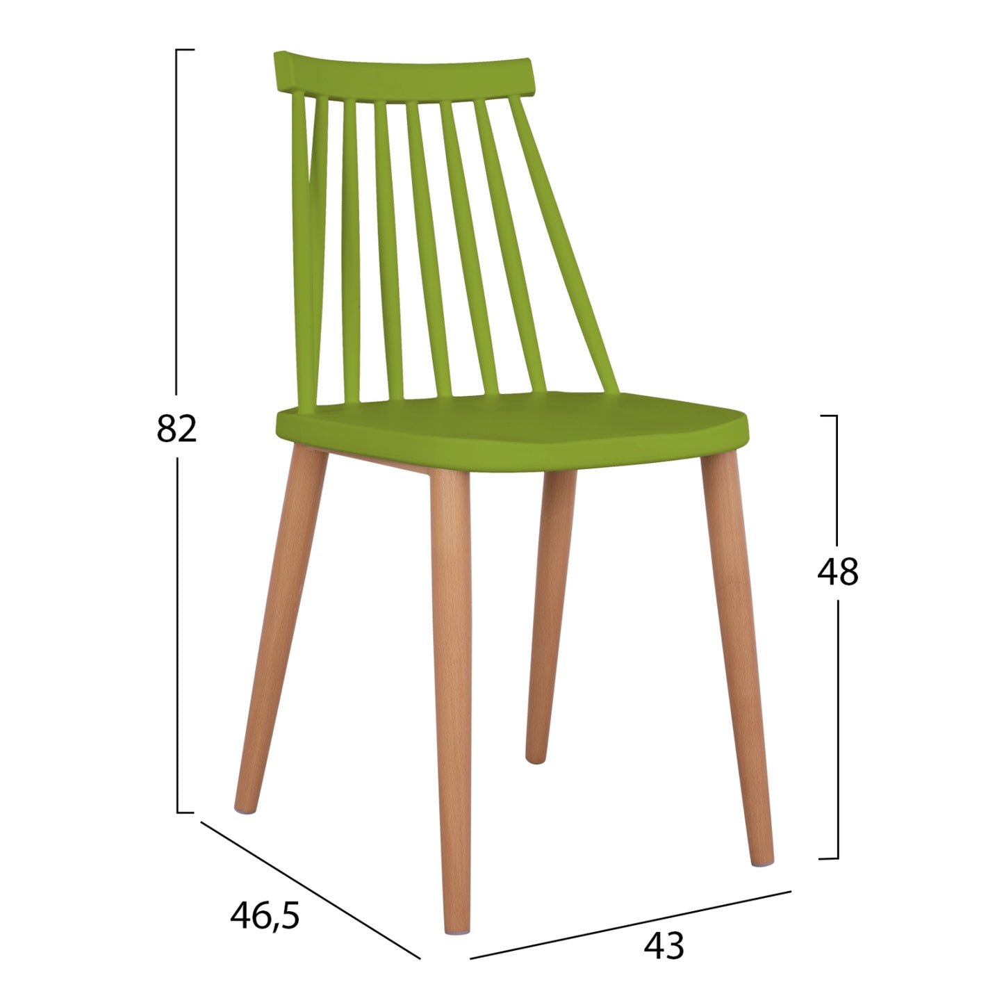 Dining chair HM8052.08 Vanessa green with metallic legs 42,5x47x81,5cm