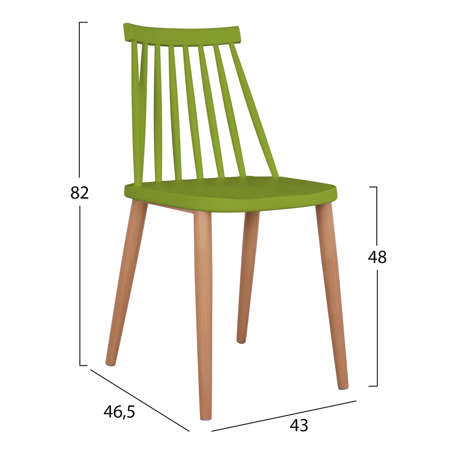 Dining chair HM8052.08 Vanessa green with metallic legs 42,5x47x81,5cm