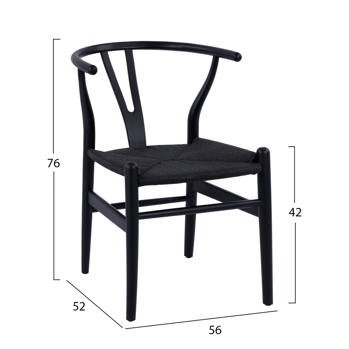 DINING CHAIR FB98695.02 BEECH WOOD IN BLACK-ROPE IN BLACK 56x52x76Hcm