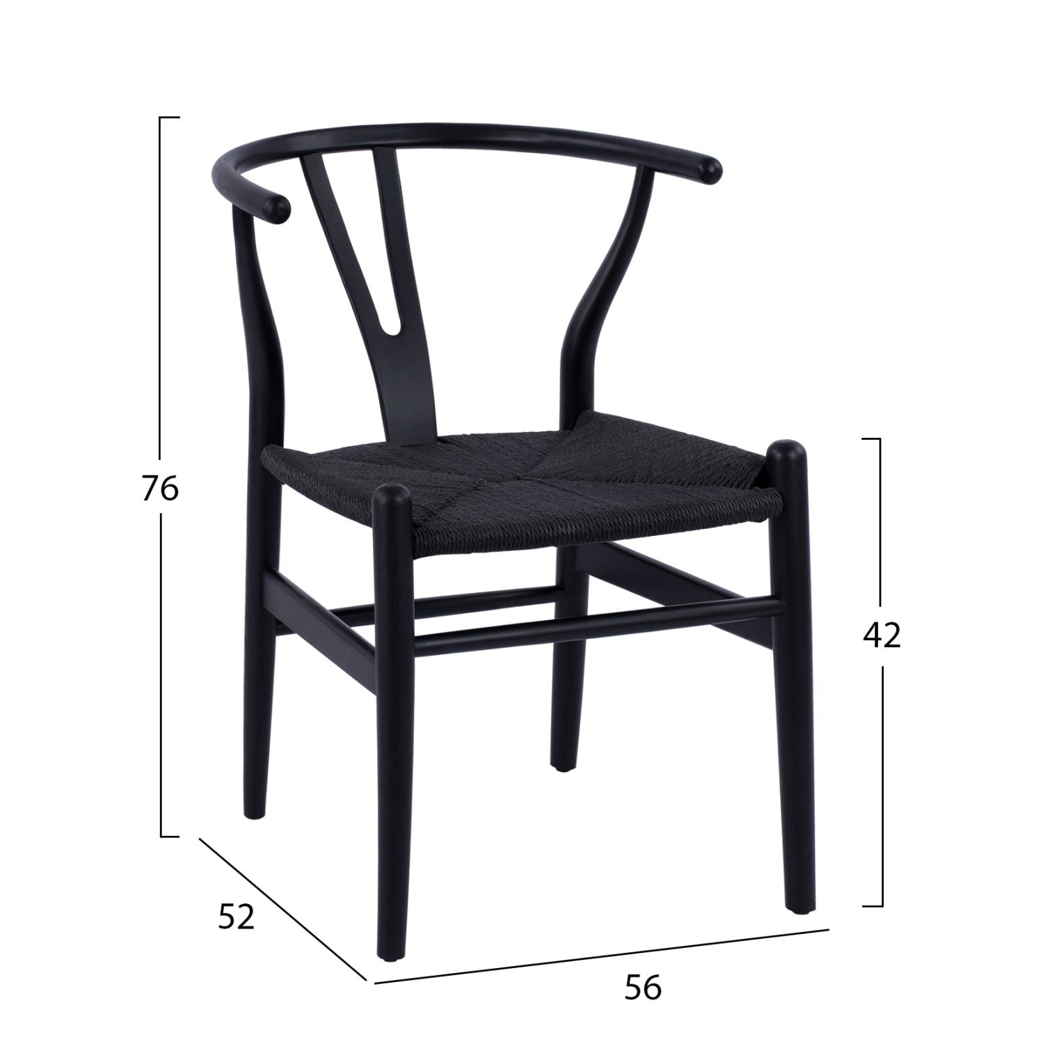 DINING CHAIR FB98695.02 BEECH WOOD IN BLACK-ROPE IN BLACK 56x52x76Hcm