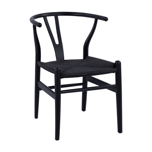 DINING CHAIR FB98695.02 BEECH WOOD IN BLACK-ROPE IN BLACK 56x52x76Hcm