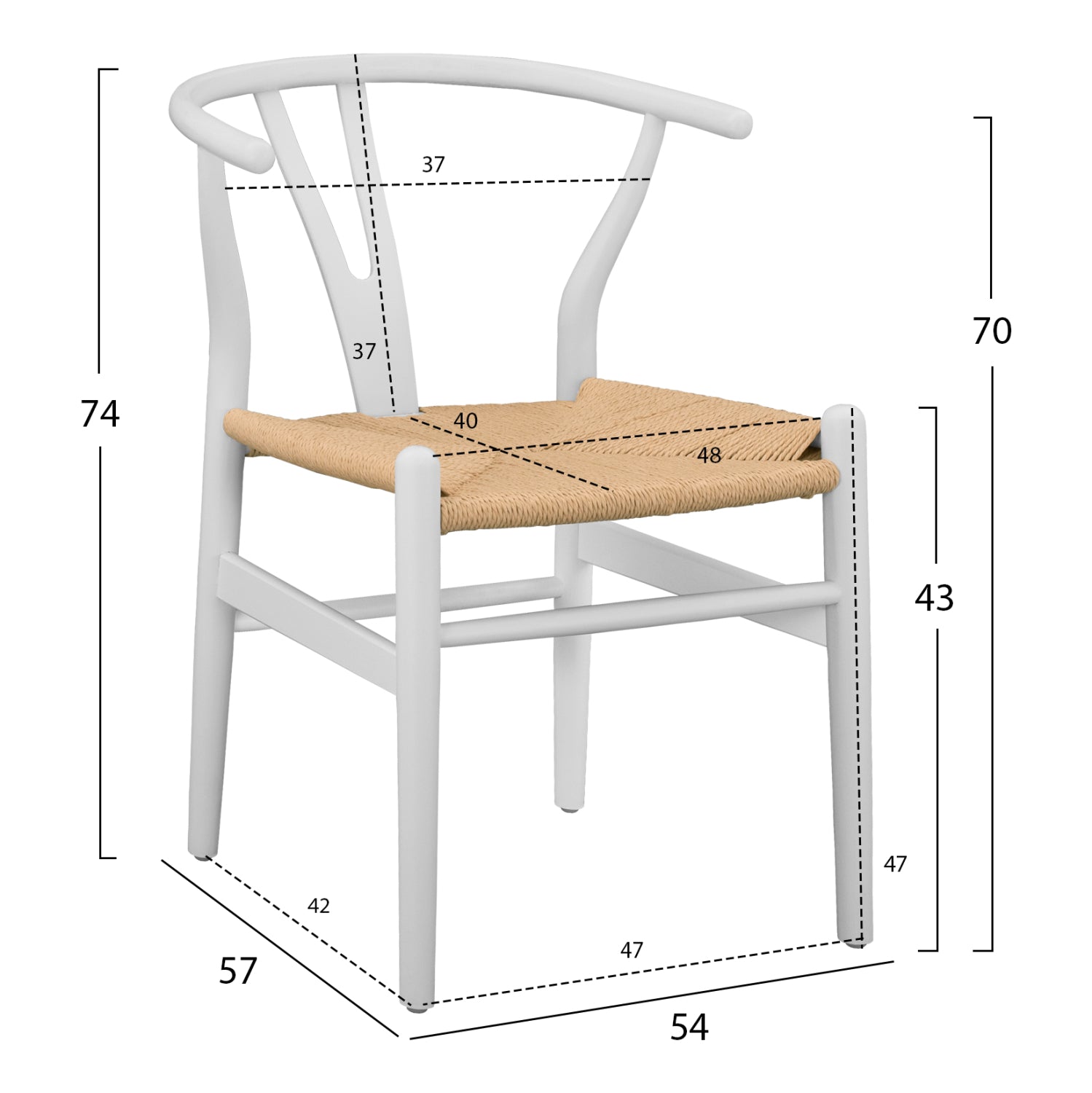 DINING CHAIR BRAVE HM8695.04 BEECH WOOD IN WHITE-ROPE BEIGE 54x57x74Hcm
