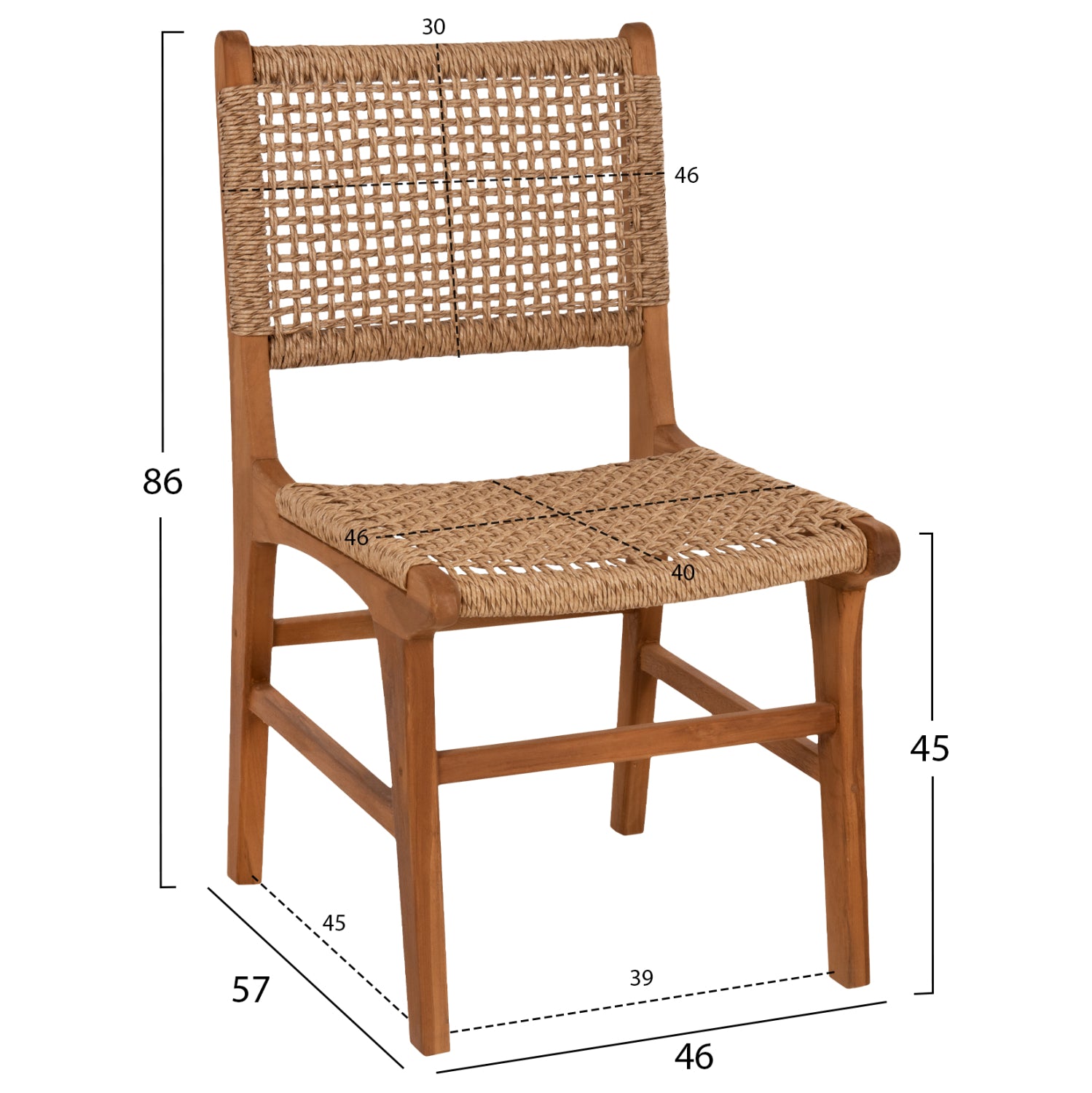 DINING CHAIR NESHA HM9386.11 TEAK WOOD AND VIRO ROPE 50x56x85Hcm.