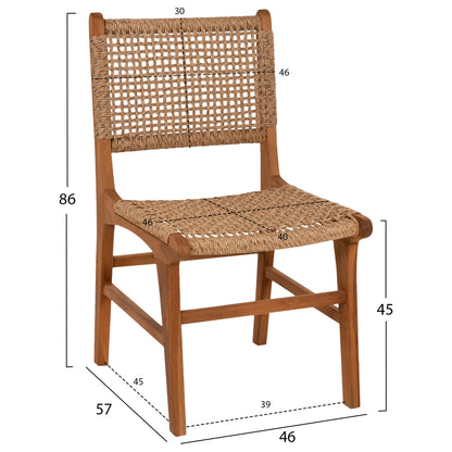 DINING CHAIR NESHA HM9386.11 TEAK WOOD AND VIRO ROPE 50x56x85Hcm.
