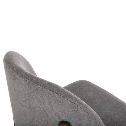 DINING CHAIR RAMMER HM9744.01 RUBBERWOOD IN WALNUT-GREY FABRIC 57x55x86Hcm.