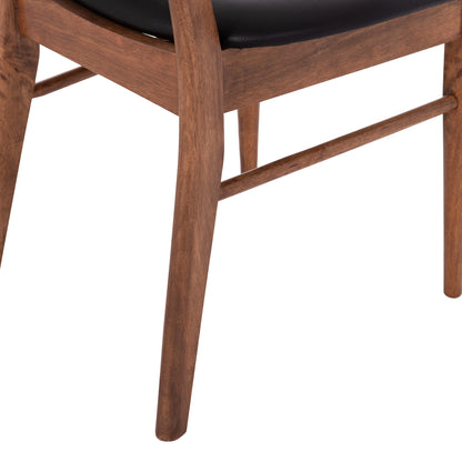 DINING CHAIR SEKOR HM9945.03 RUBBERWOOD IN WALNUT COLOR-BLACK PU  51x48x79Hcm.