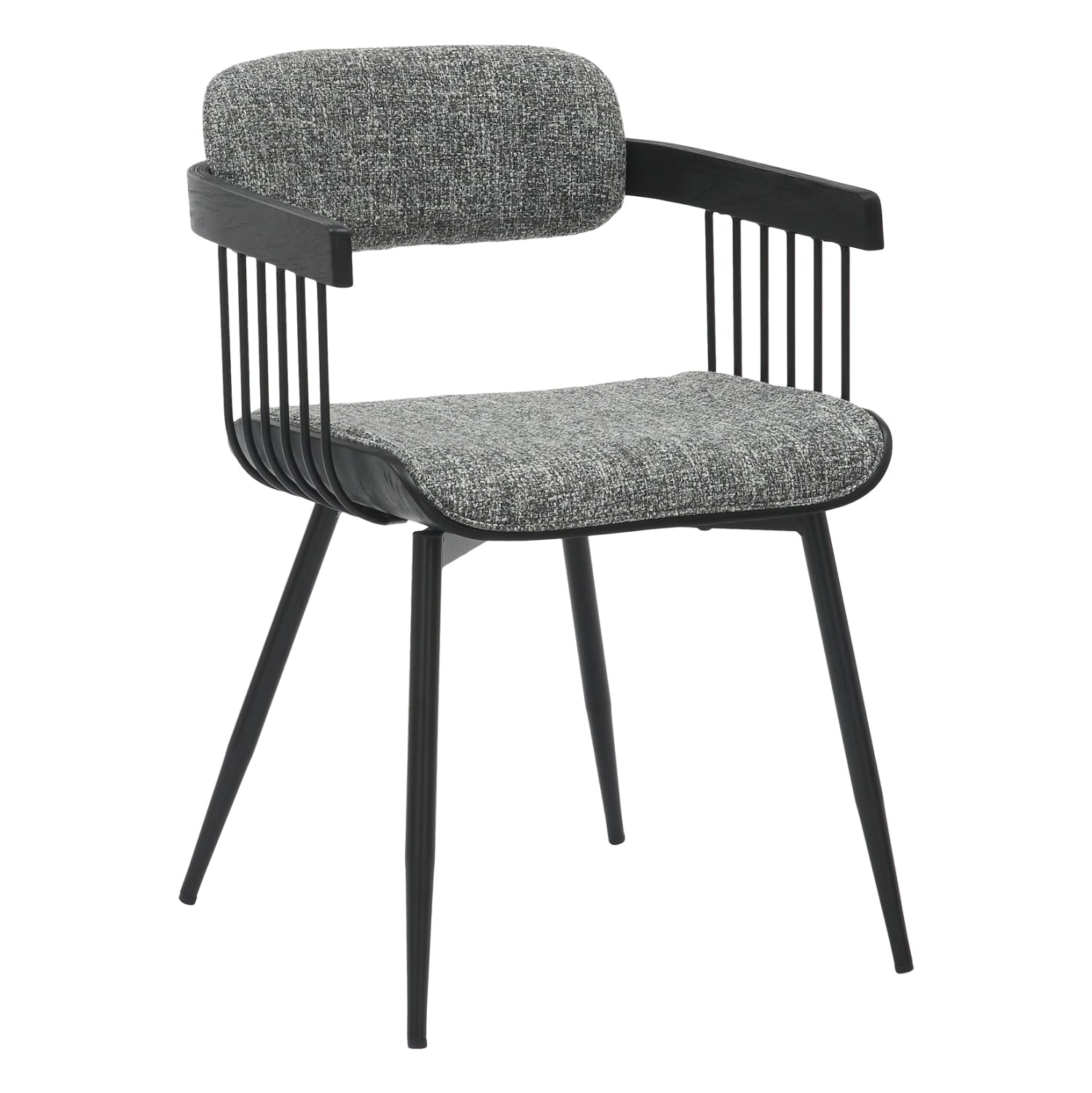 DINING CHAIR LANG HM9973.02 BLACK METAL FRAME-GREY FABRIC 52x52x76Hcm.