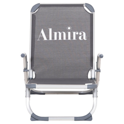 BEACH CHAIR HEAVY DUTY ALUMINUM ALMIRA HM5053.10 GREY TEXTILENE--HIGH BACKREST 55x71x66Hcm