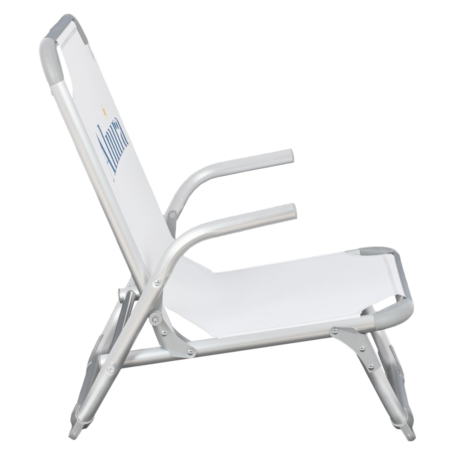 BEACH CHAIR HEAVY DUTY ALUMINUM ALMIRA HM5053.03 WHITE TEXTILENE--HIGH BACKREST 55x71x66Hcm