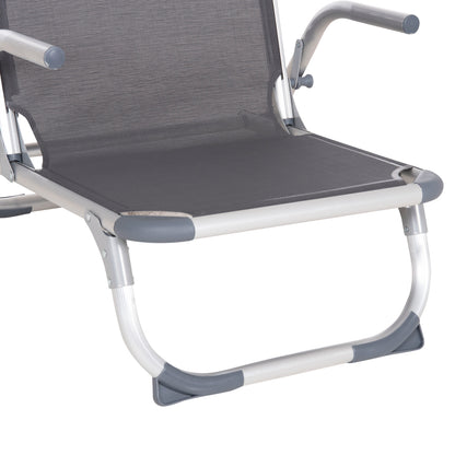 BEACH CHAIR HEAVY DUTY ALUMINUM ALMIRA HM5053.10 GREY TEXTILENE--HIGH BACKREST 55x71x66Hcm