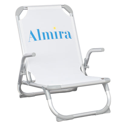 BEACH CHAIR HEAVY DUTY ALUMINUM ALMIRA HM5053.03 WHITE TEXTILENE--HIGH BACKREST 55x71x66Hcm