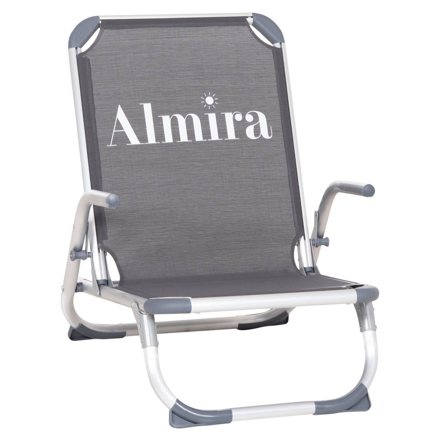 BEACH CHAIR HEAVY DUTY ALUMINUM ALMIRA HM5053.10 GREY TEXTILENE--HIGH BACKREST 55x71x66Hcm