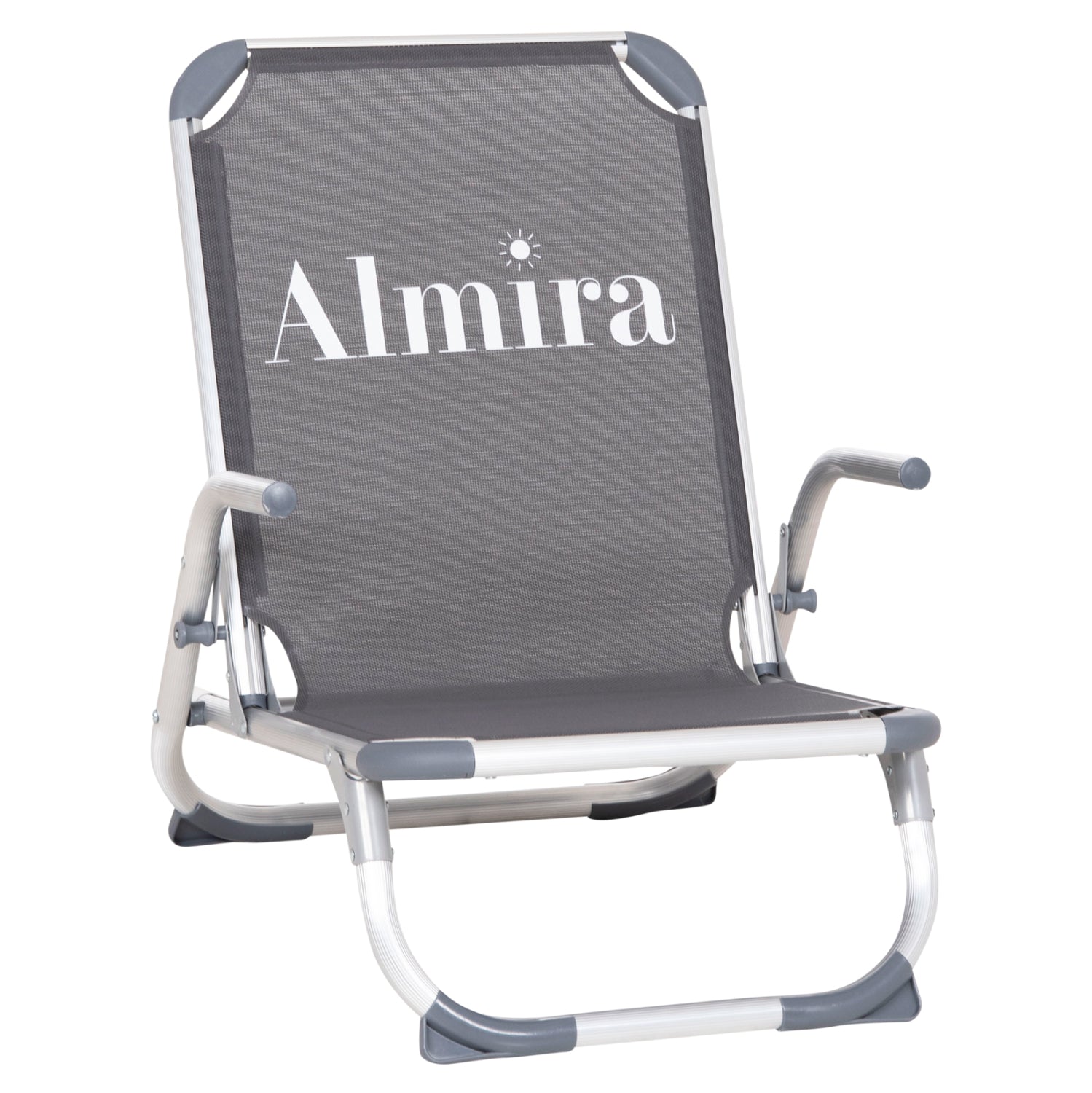 BEACH CHAIR HEAVY DUTY ALUMINUM ALMIRA HM5053.10 GREY TEXTILENE--HIGH BACKREST 55x71x66Hcm