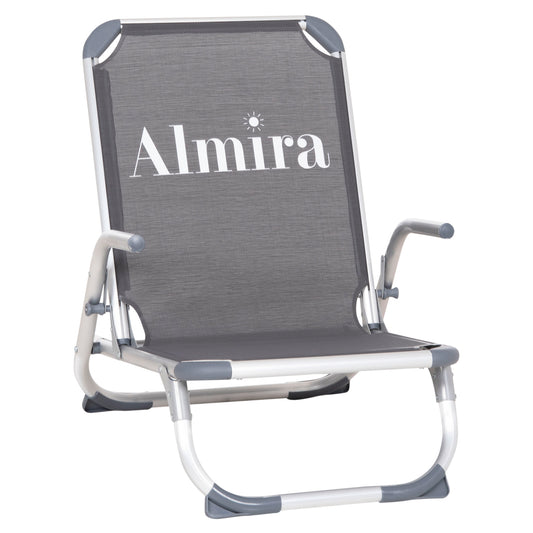 BEACH CHAIR HEAVY DUTY ALUMINUM ALMIRA HM5053.10 GREY TEXTILENE--HIGH BACKREST 55x71x66Hcm