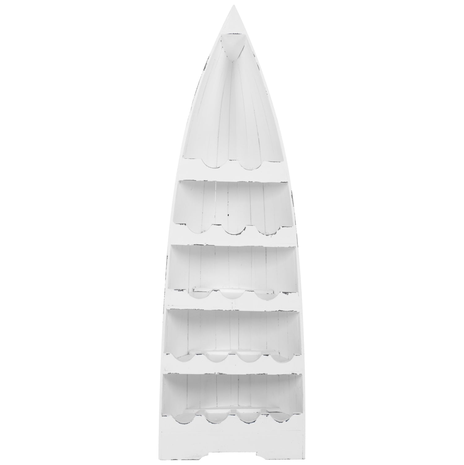 BOTTLE RACK VERTICAL 17 PLACES BOAT SHAPE MAHOGANY WOOD HM9495 46x30x140H cm.