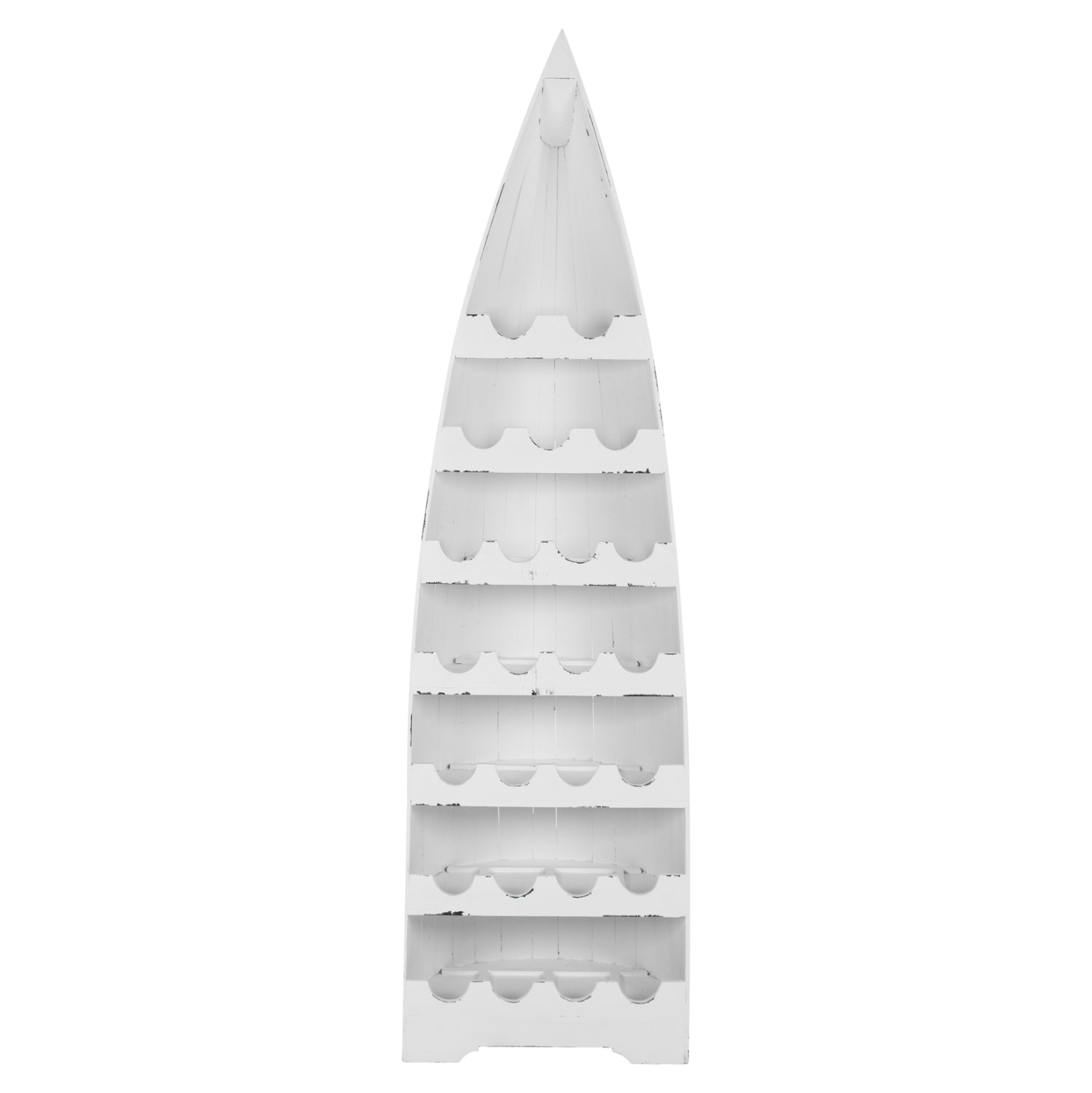 BOTTLE RACK VERTICAL 25 PLACES BOAT SHAPE MAHOGANY WOOD  HM9494 55x30x195H cm.