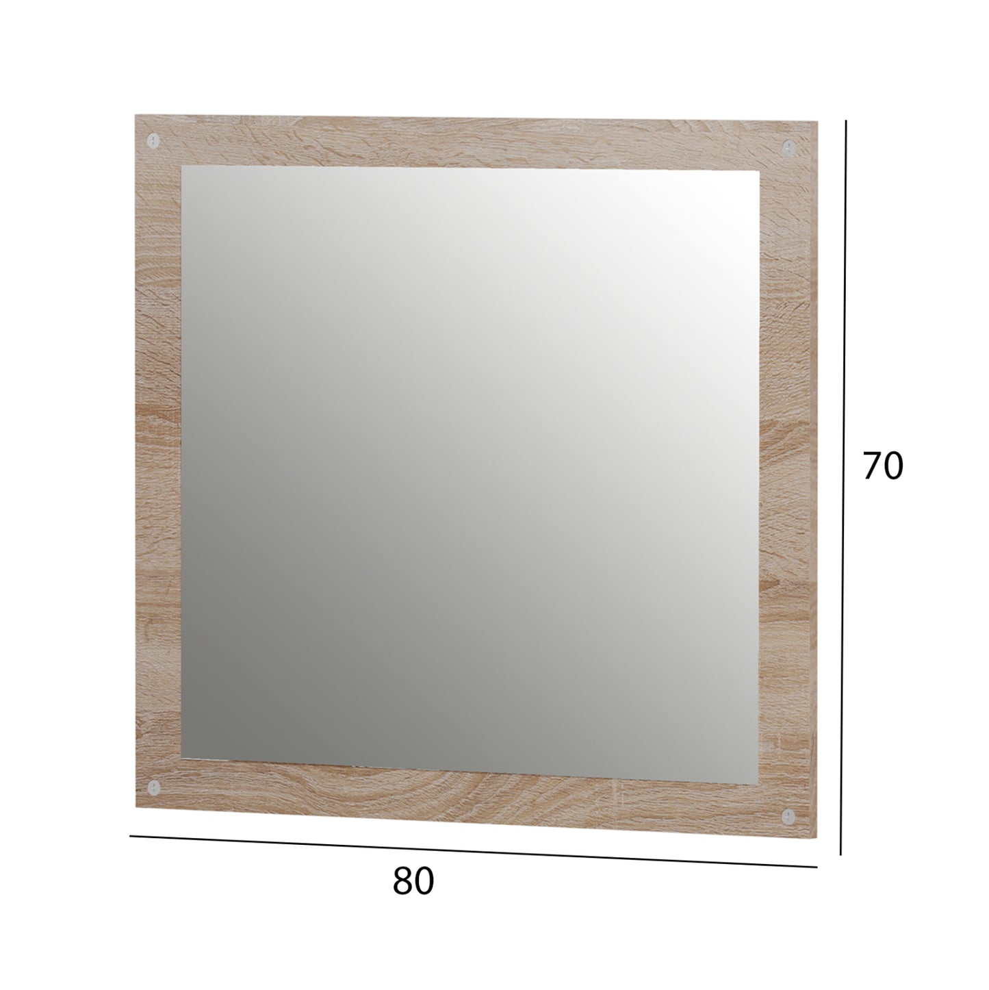 WALL MIRROR HM4360 MELAMINE IN SONAMA 80x70x1.8(depth)cm.