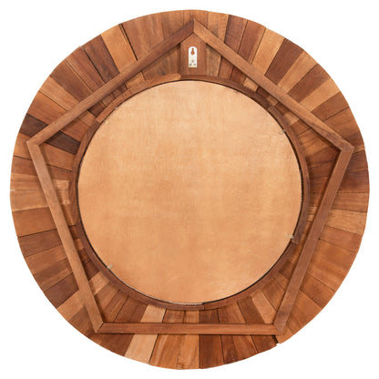 WALL MIRROR HM7726 RECYCLED WOOD NATURAL Φ100cm