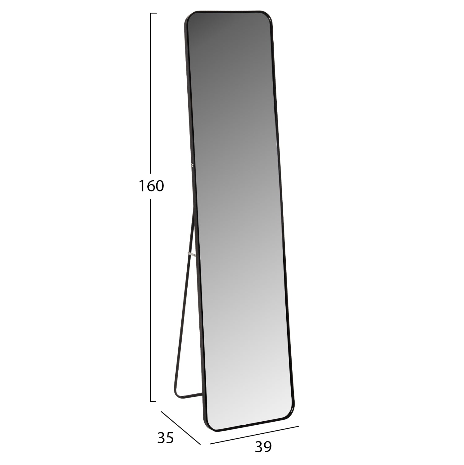 FLOOR STANDING MIRROR BOELY HM9577.01 ALUMINUM FRAME IN BLACK COLOR 40x35x160Hcm.