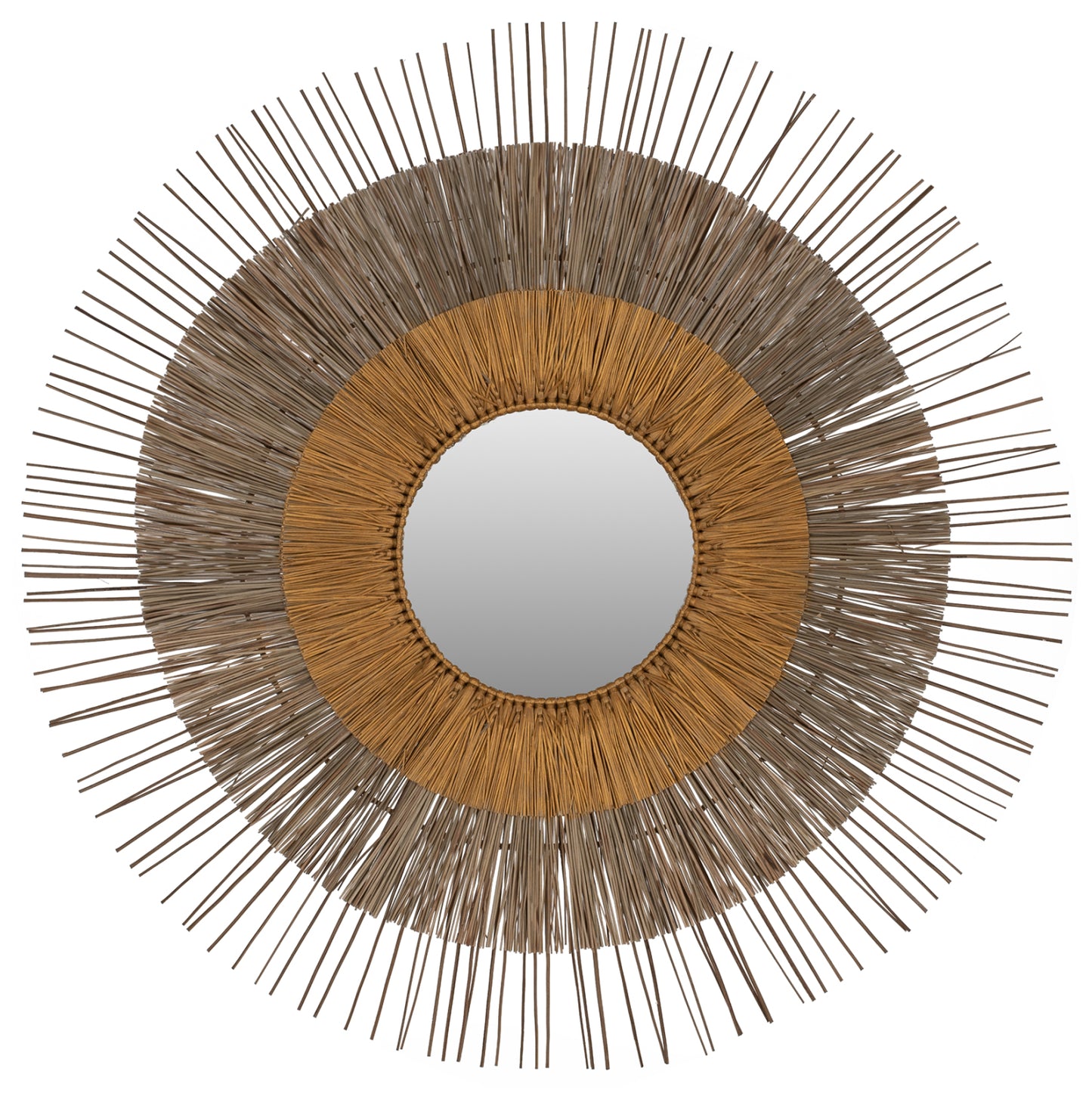 MIRROR WITH MENDONG GRASS FRAME NATURAL-GOLD COLOR Φ105cm. HM7798