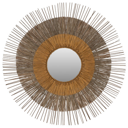 MIRROR WITH MENDONG GRASS FRAME NATURAL-GOLD COLOR Φ105cm. HM7798