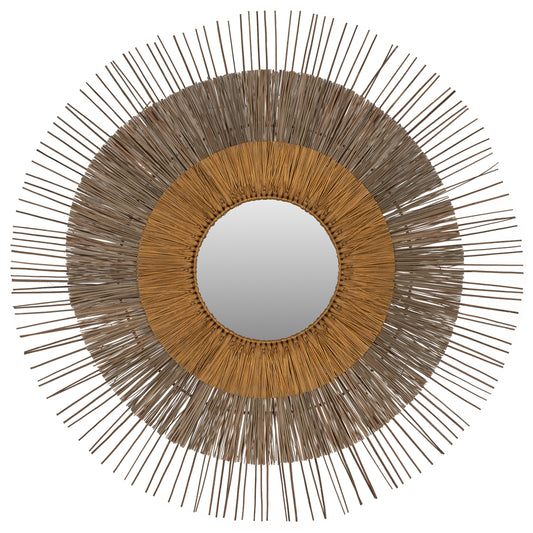 MIRROR WITH MENDONG GRASS FRAME NATURAL-GOLD COLOR Φ105cm. HM7798