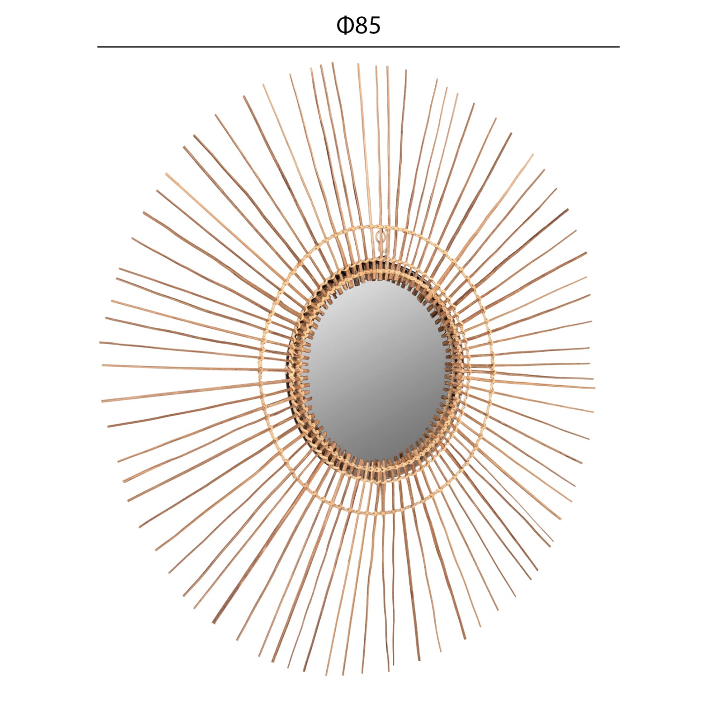 MIRROR ROUND WITH COCONUT STICKS FRAME NATURAL COLOR Φ85cm.HM7733