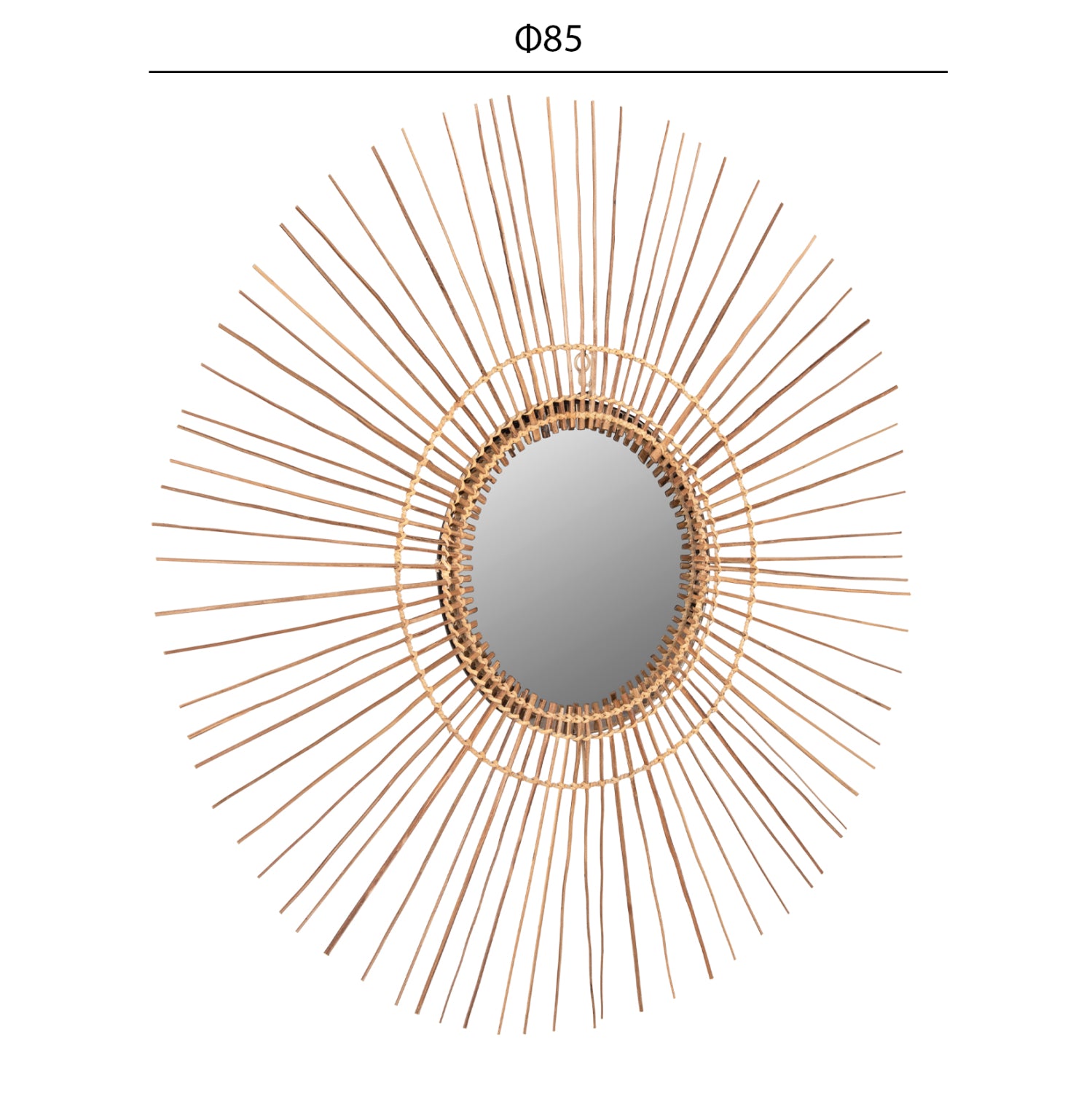 MIRROR ROUND WITH COCONUT STICKS FRAME NATURAL COLOR Φ85cm.HM7733