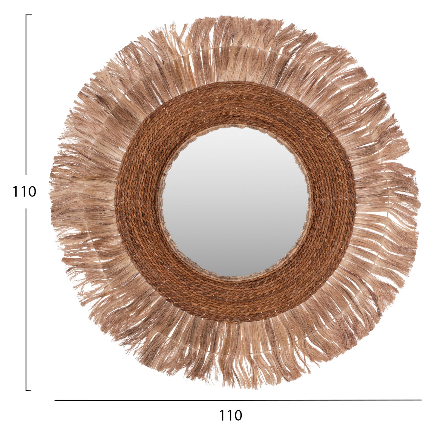 MIRROR ROUND WITH ABACA FIBERS FRAME NATURAL COLOR 110x5x110Hcm.HM7740