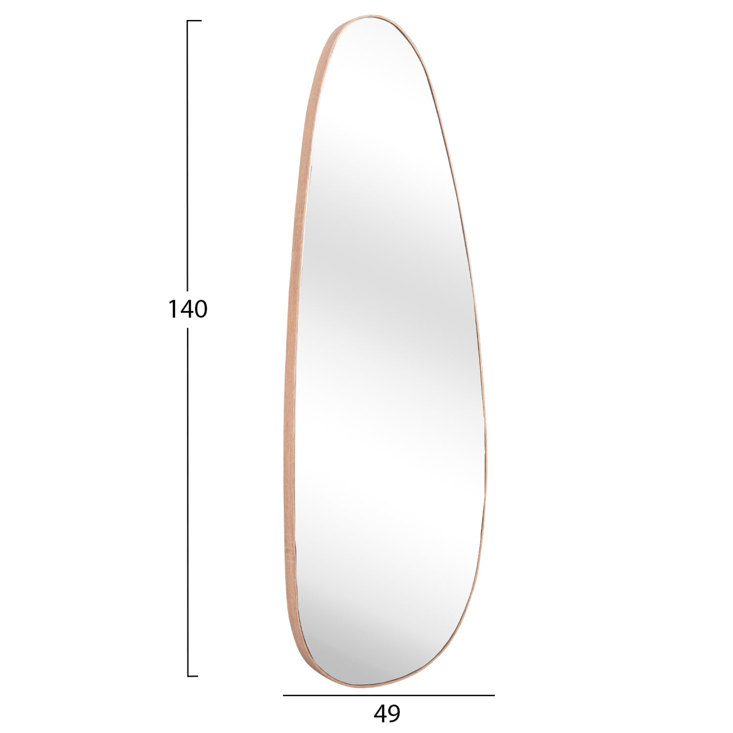 WALL MIRROR CRITHER HM4486.03 MDF FRAME IN NATURAL WOOD COLORING 49x140Hcm.