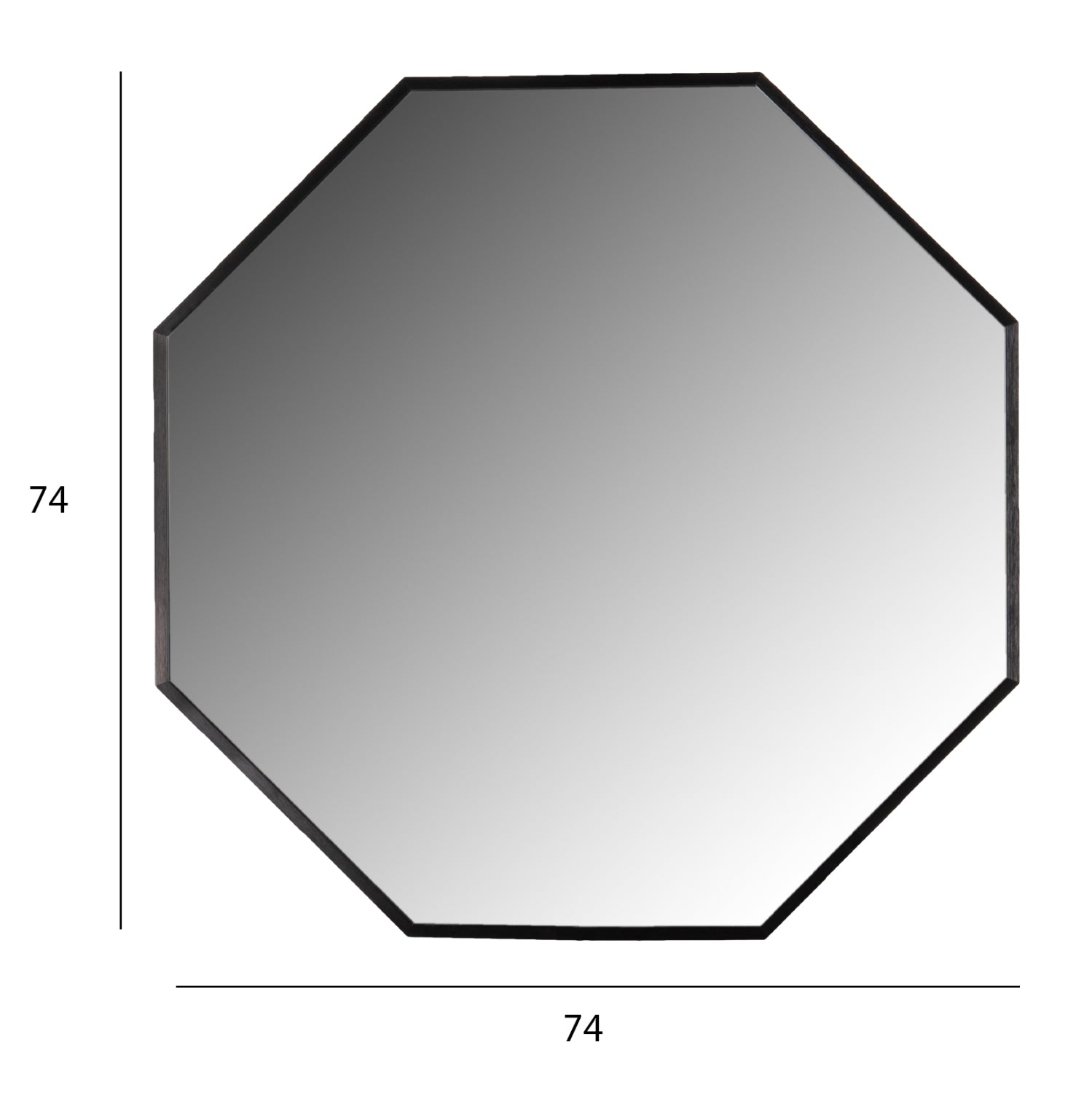 WALL MIRROR SERIES ARCHER HM4499.01 OCTAGON ALUMINUM FRAME IN BLACK Φ74cm.