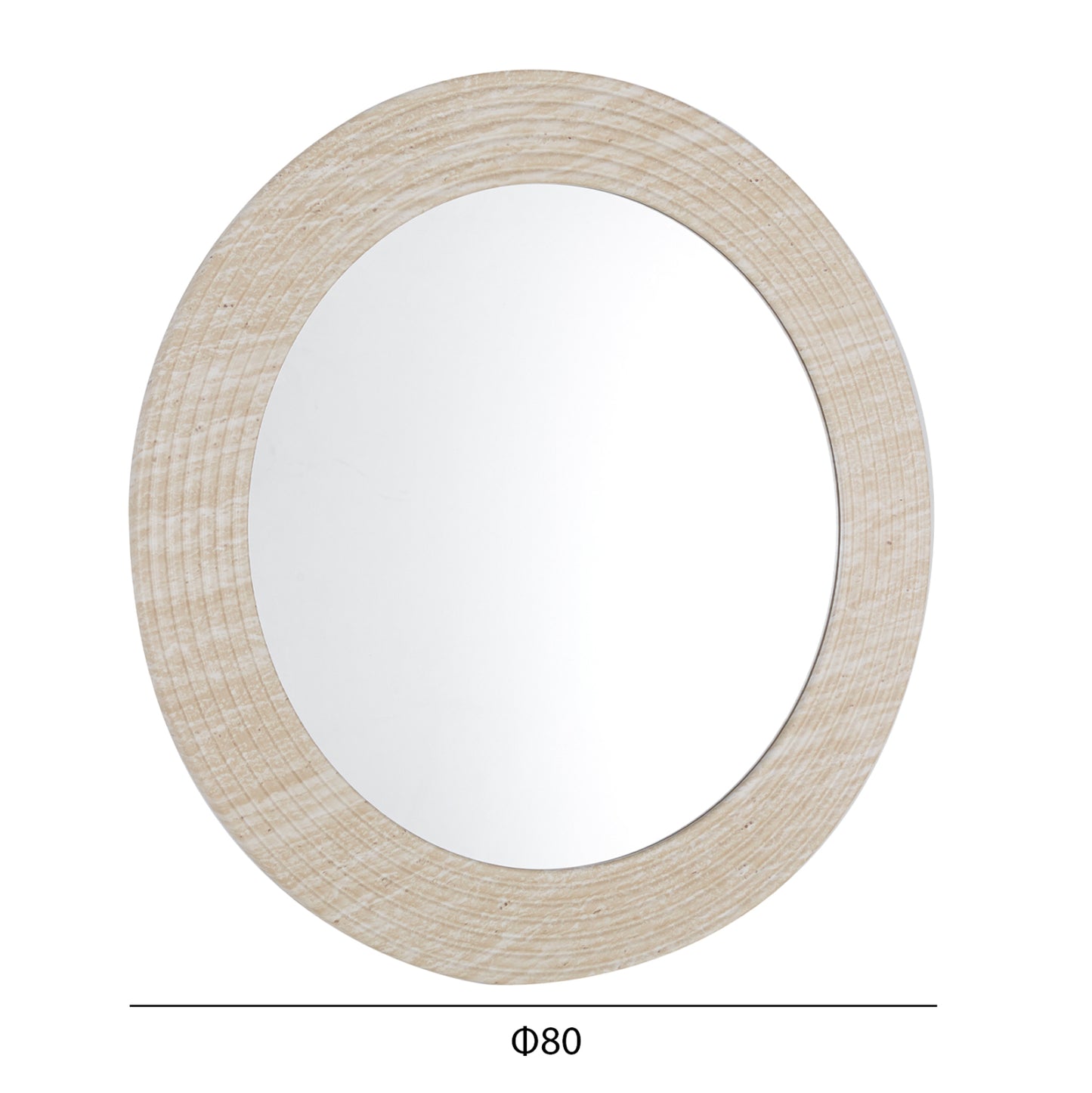 WALL ROUND MIRROR FONTE HM4880 MDF WITH PVC FRAME IN TRAVERTINE COLOR SCHEME Φ80cm